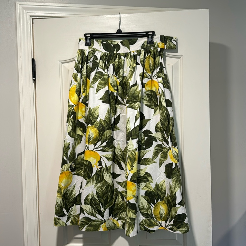 Lemon print midi skirt